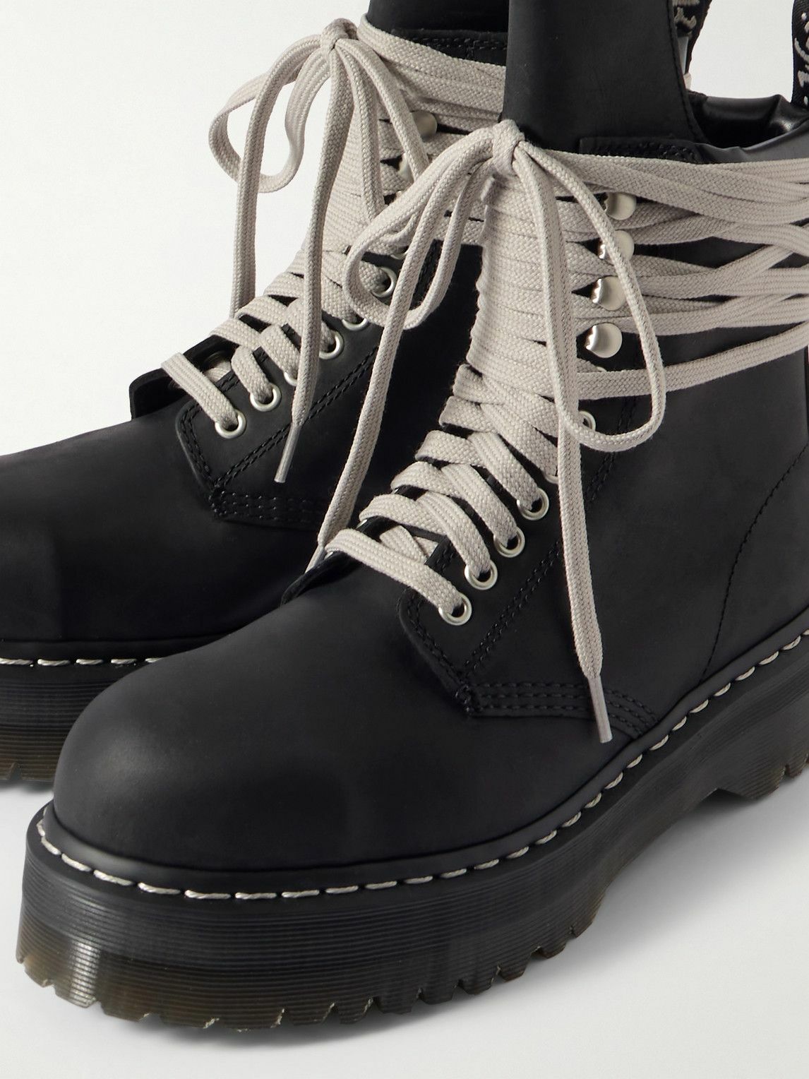 Rick Owens - Dr Martens Quad Sole Steel Toe Leather Lace-Up Boots