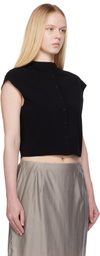 AMOMENTO Black Wholegarment Cap Sleeve Cardigan Vest