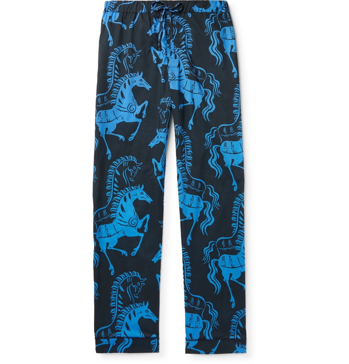 Photo: Desmond & Dempsey - Printed Cotton Pyjama Trousers - Blue