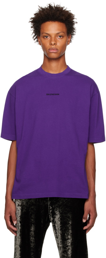Photo: Balenciaga Purple Embroidered T-Shirt