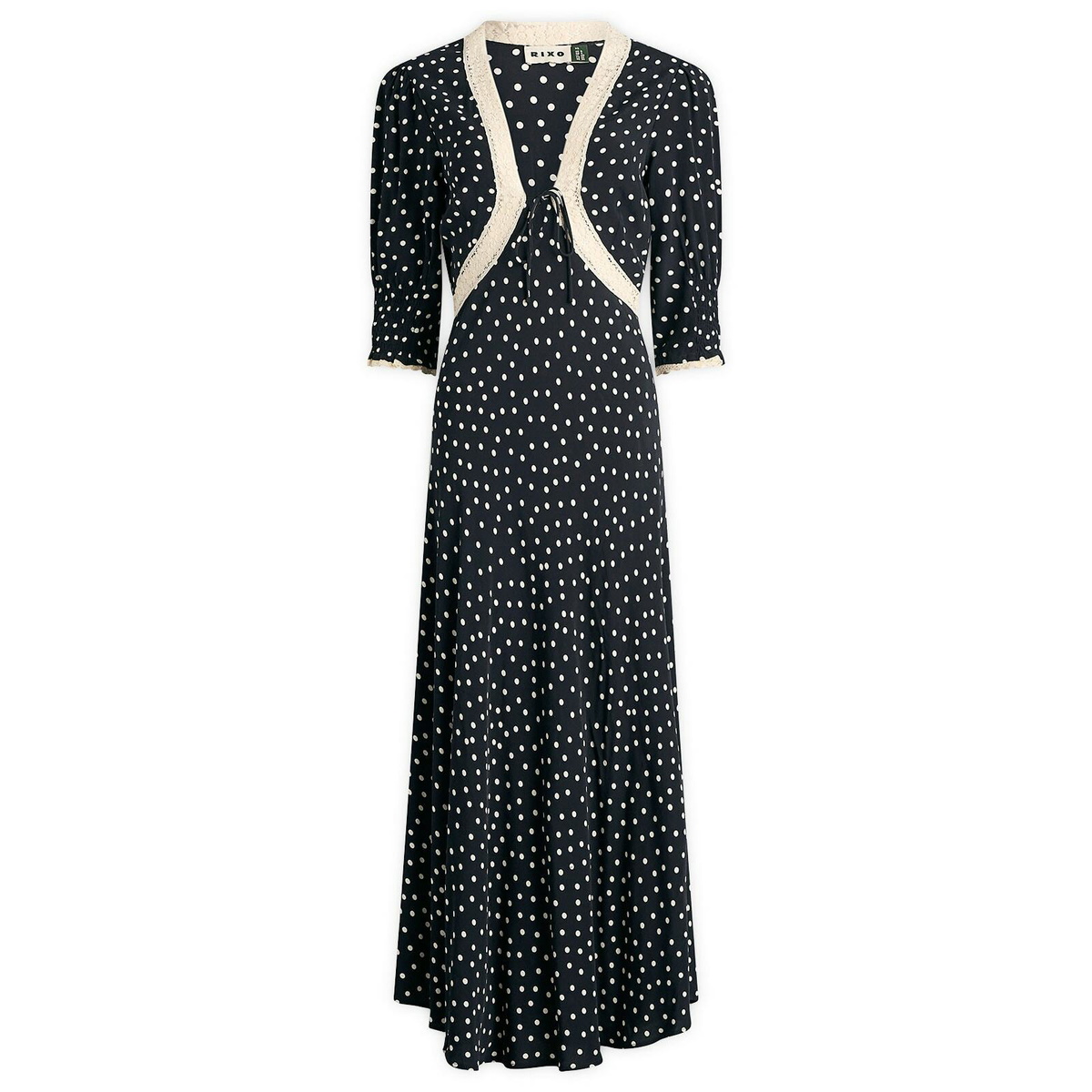 RIXO Women's Amina Dress in Layla Dot Navy