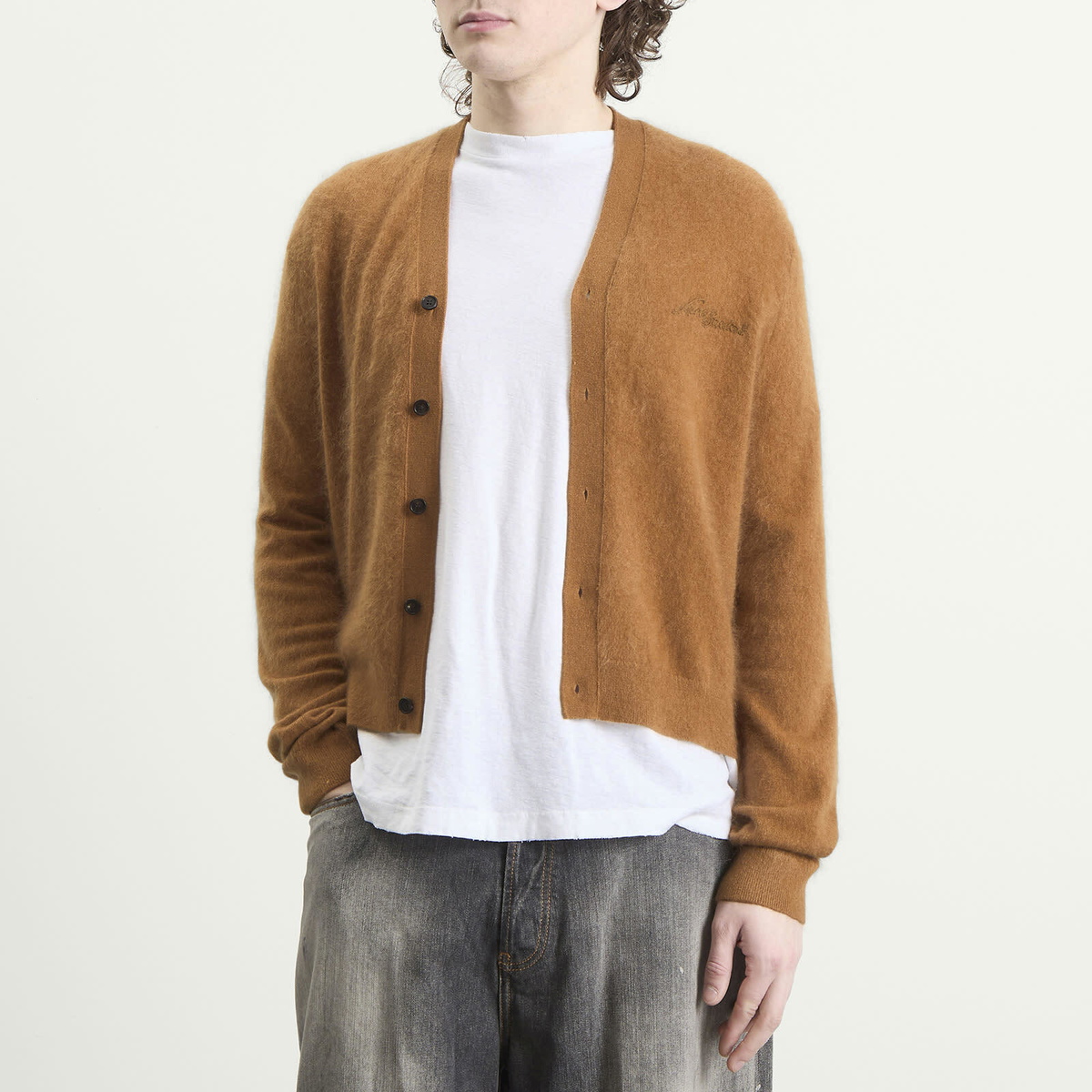 Acne Studios Men's Plush Cardigan in Almond Brown