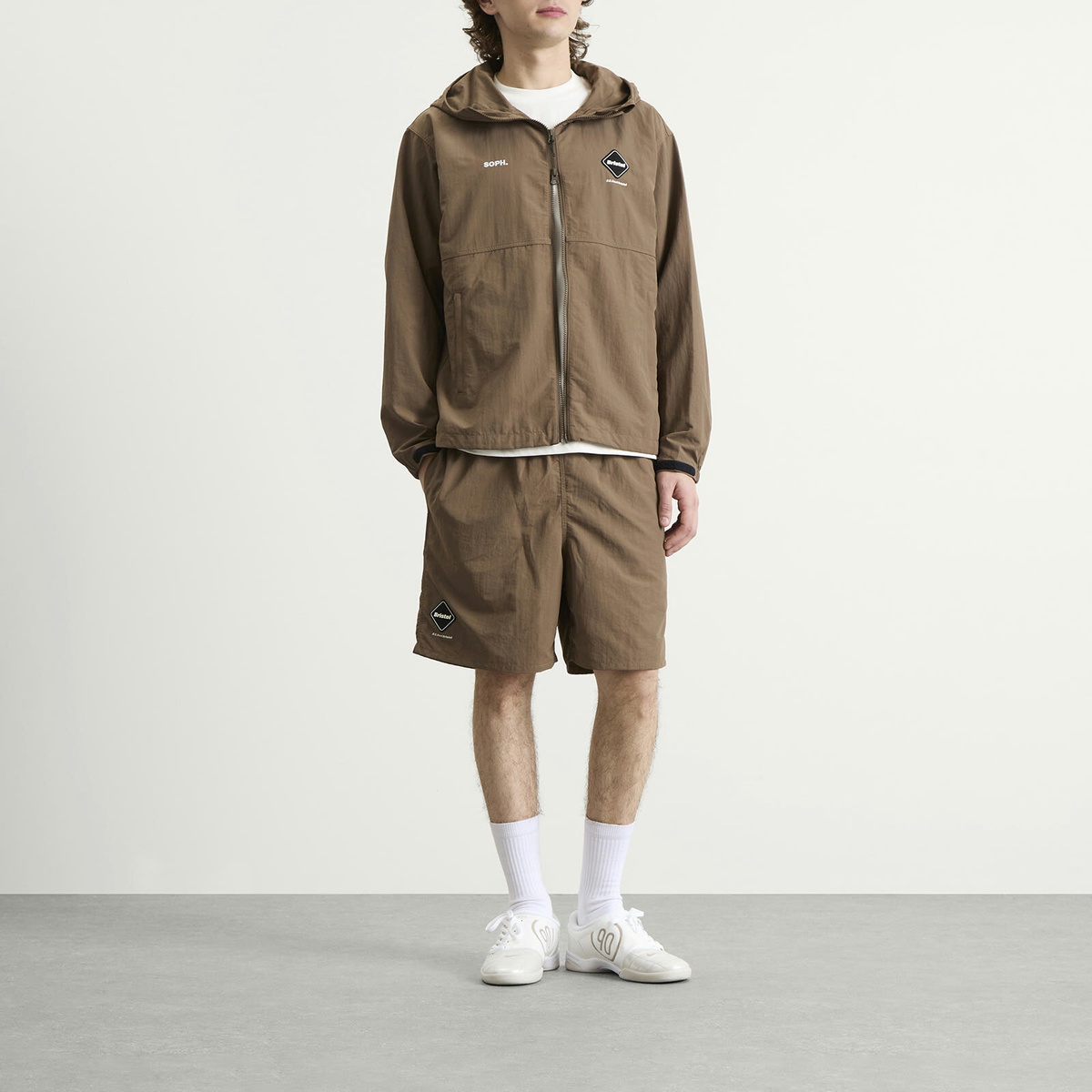 F.C. Real Bristol Men's Nylon Hooded Jacket in Mocha