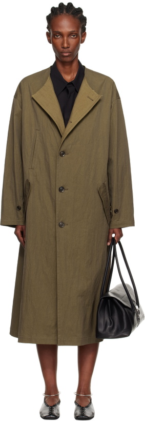 Photo: Y's Khaki O-Collarless Coat
