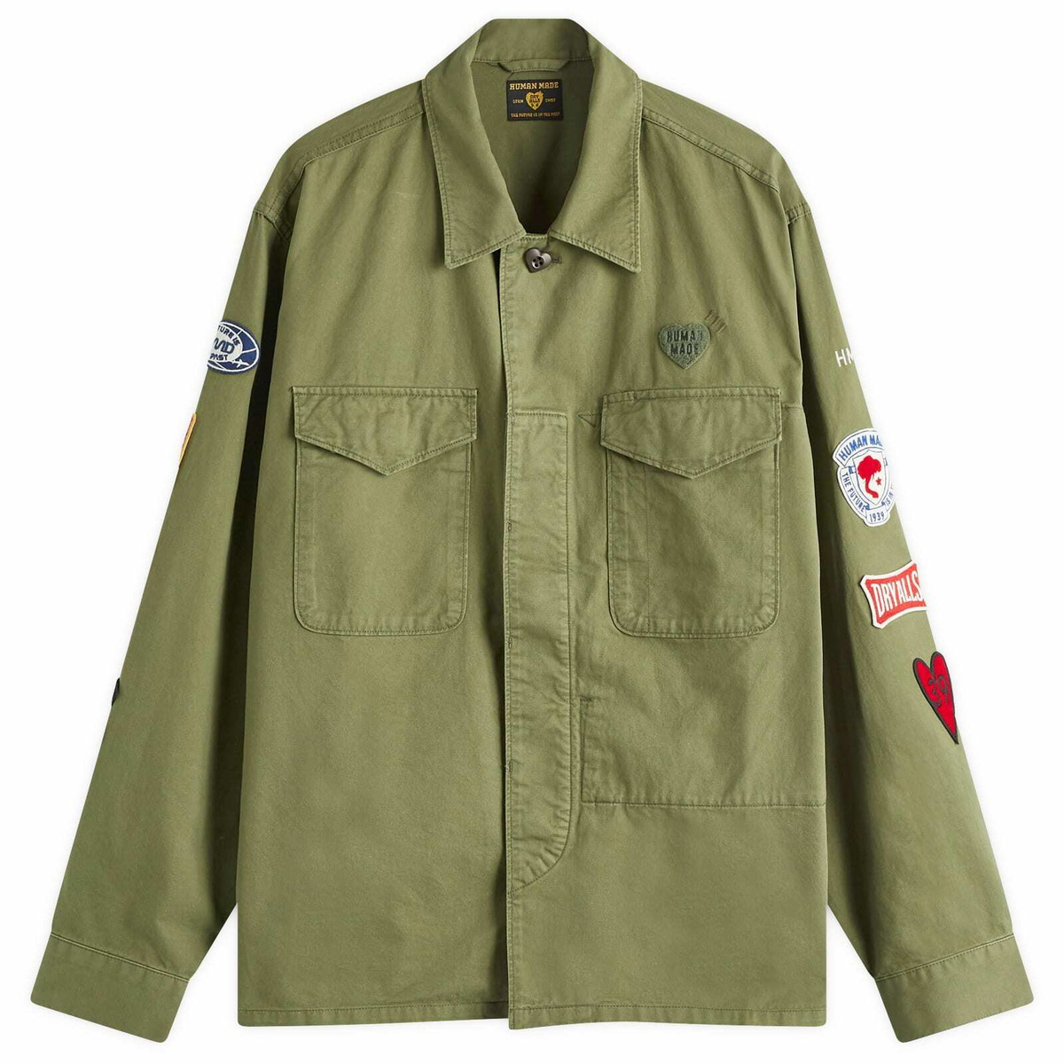 Human Made Men's patched military shirt in Olive Human Made