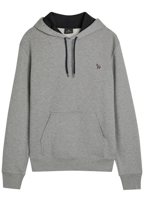 Photo: PS Paul Smith Appliquéd Hooded Cotton Sweatshirt Grey