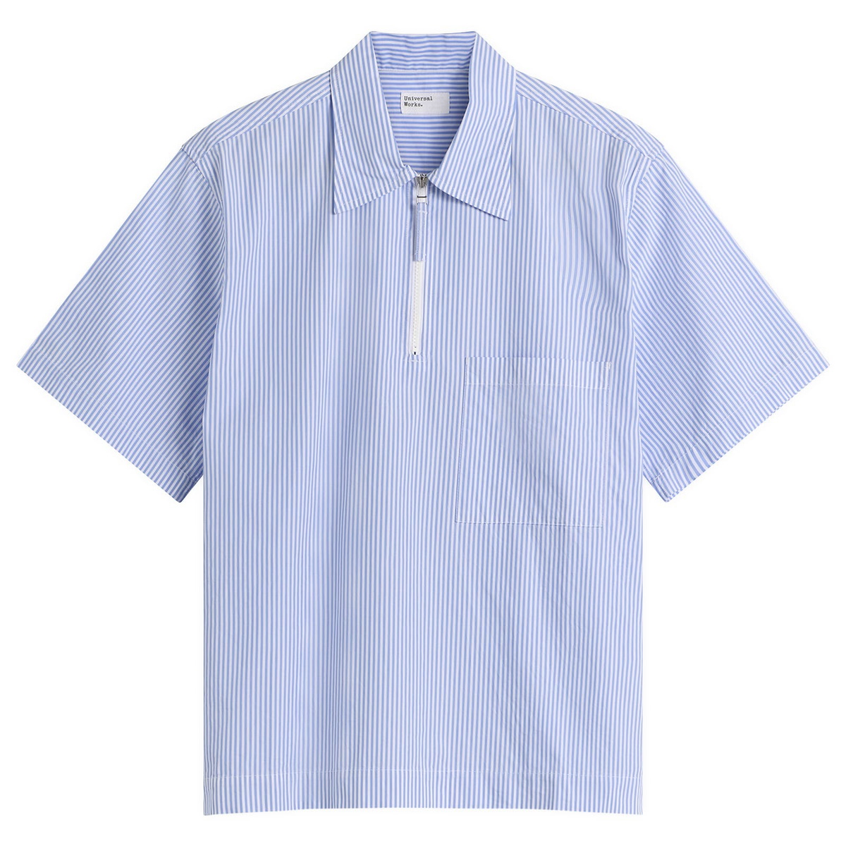 Universal Works Men's Nipon Stripe Ewan Shirt in Sky/White