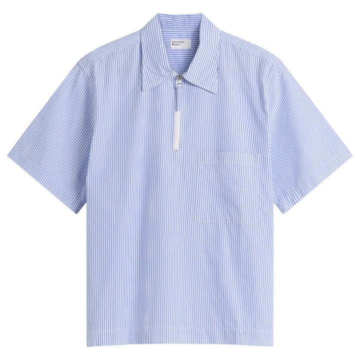 Photo: Universal Works Men's Nipon Stripe Ewan Shirt in Sky/White