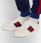 Gucci - Ace Watersnake-Trimmed Leather Sneakers - Men - White