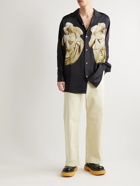 Acne Studios - Sandimono Camp-Collar Printed Embroidered Satin Shirt - Black