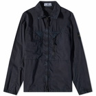 Stone Island Men's Brushed Cotton Canvas Zip Shirt Jacket in Navy