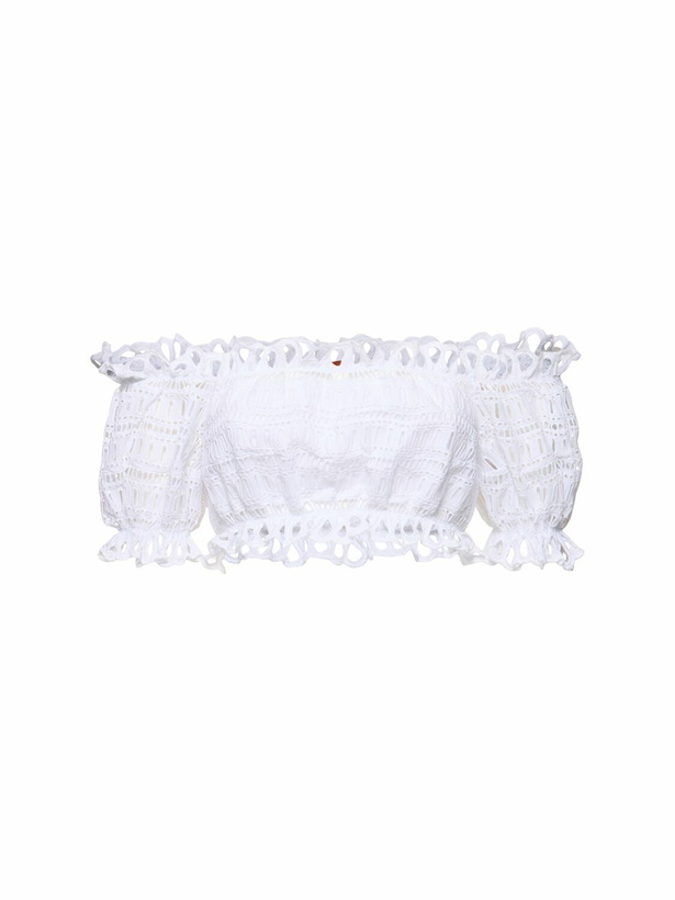 Photo: ERMANNO SCERVINO Cotton Blend Off-shoulder Crop Top