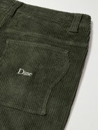 DIME - Straight-Leg Embroidered Cotton-Blend Corduroy Trousers - Green