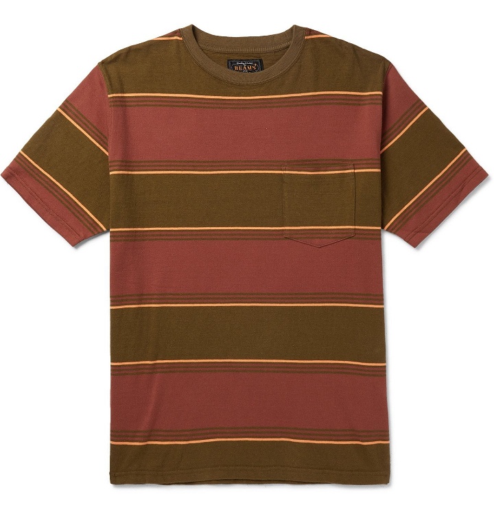 Photo: Beams Plus - Striped Cotton-Jersey T-shirt - Burgundy