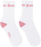 AMIRI Kids White & Pink M.A. Embroidery Socks