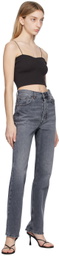 House of Dagmar Gray Straight-Leg Jeans