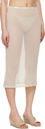 Silk Laundry Beige Mesh Midi Skirt