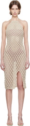 Isa Boulder SSENSE Exclusive Beige High Halter Neck Midi Dress