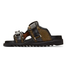 Toga Virilis Khaki and Black Calf-Hair Buckle Sandals