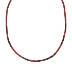 Mikia Men's Heishi Beaded Necklace in Coral/Jet