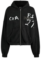 Rivington Roi Rebis Inri Embellished Hooded Cotton Sweatshirt Black
