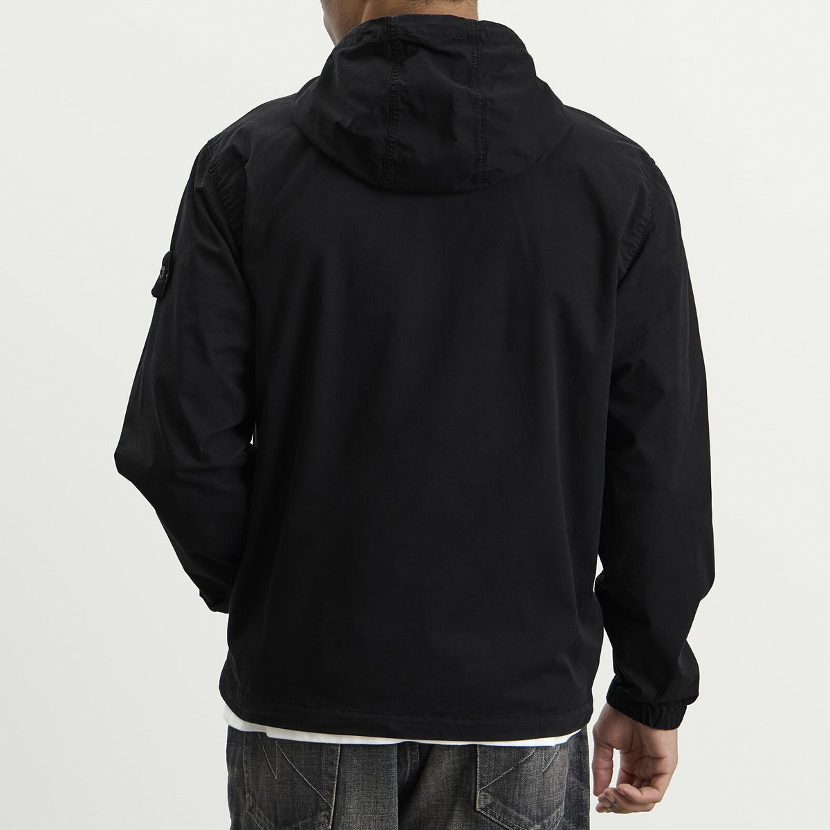 Stone Island Men's Organic Cotton Twill Hooded Jacket in Black