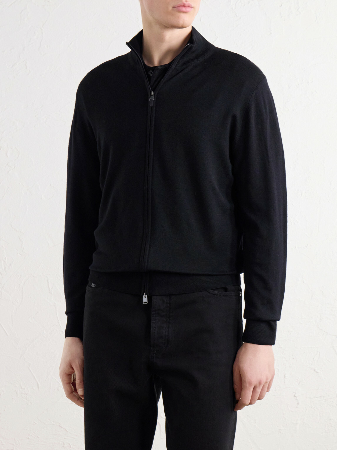 Canali - Wool Zip-Up Sweater - Black
