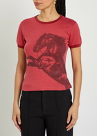 Chloe Printed Cotton T-shirt Red
