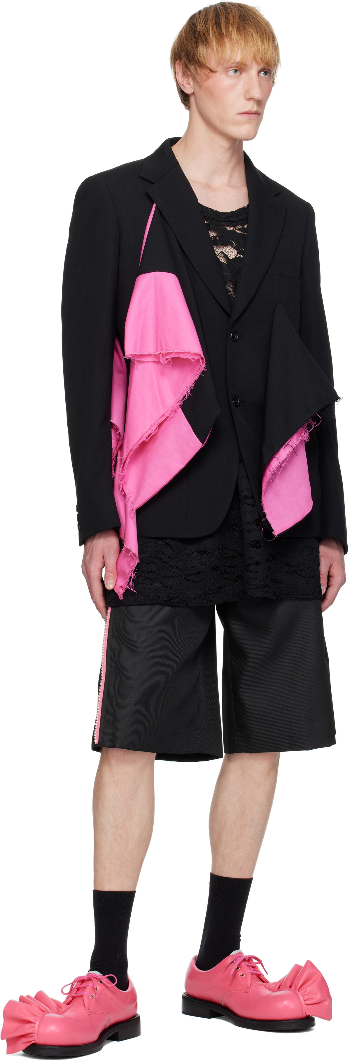 Comme des Garçons Homme Plus Pink KIDS LOVE GAITE Edition Frilled Derbys