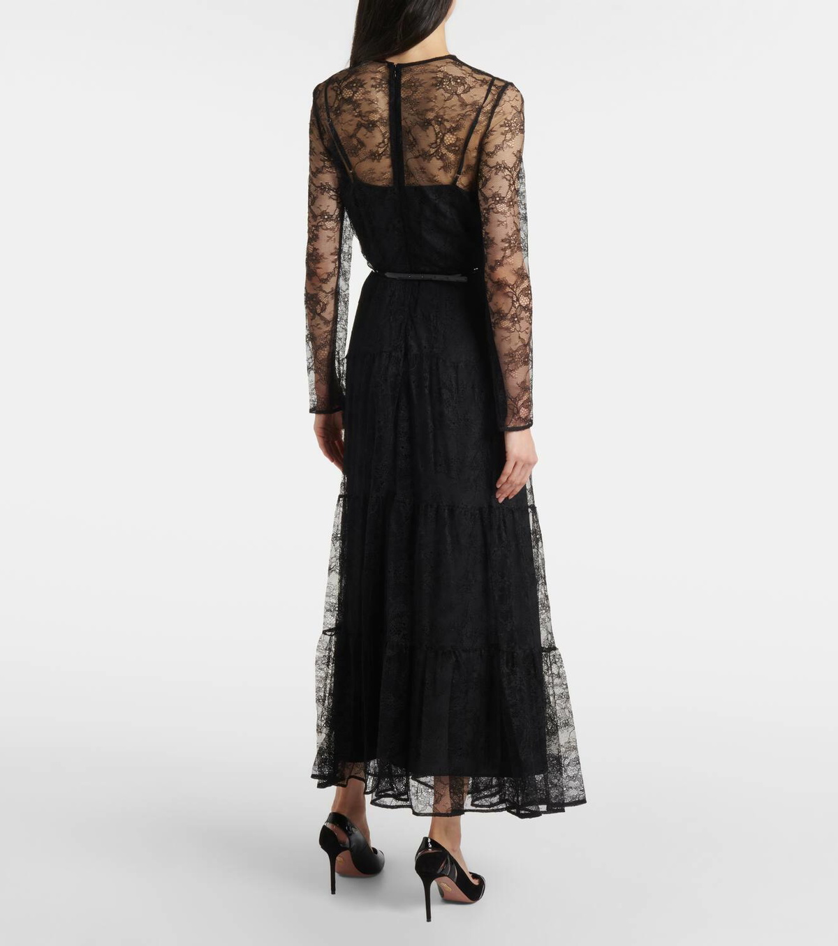 chinese dress ladies maxmara Max Mara Lace Panel Dress in Cream Silk main image 1