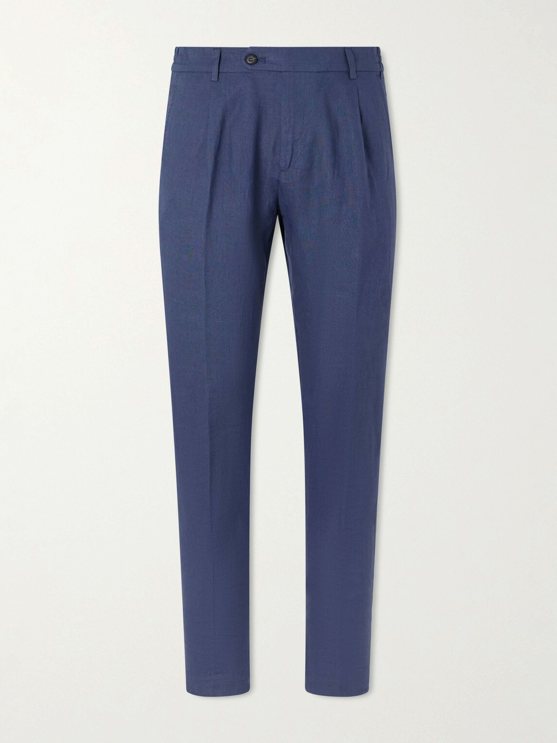 Eleventy - Flat Front Chino Linen Trousers - Blue