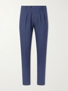 Eleventy - Flat Front Chino Linen Trousers - Blue