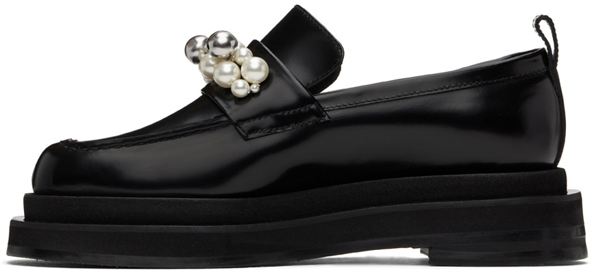 Simone Rocha Black Bell Charm Heart Toe Platform Loafers