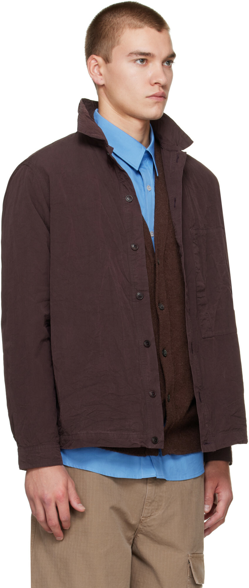 CASEY CASEY Brown Paper Cot New Fabu Shirt