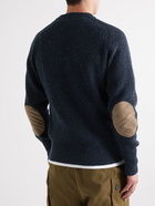 Anonymous ism - Slim-Fit Vegan Suede-Trimmed Donegal Wool-Blend Sweater - Blue