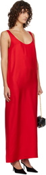 Róhe Red Silk Scoop-Neck Maxi Dress