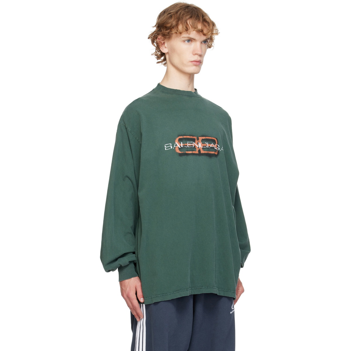 Balenciaga Green Logo L/S Large T-shirt