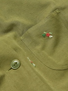 YMC - Embroidered Slub Linen and Cotton-Blend Chore Jacket - Green