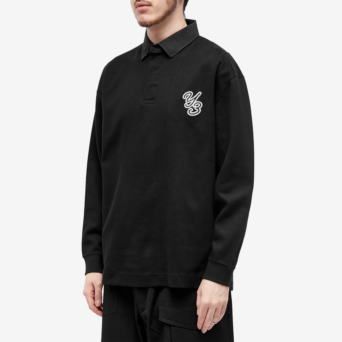 Y-3 Men's Rugby Long Sleeve Shirt in Black/Black