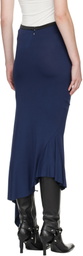 AARON ESH Navy Fishtail Maxi Skirt
