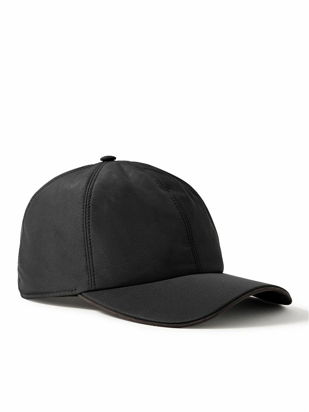 Photo: Zegna - Zephir Leather-Trimmed Logo-Appliquéd Shell Baseball Cap - Black