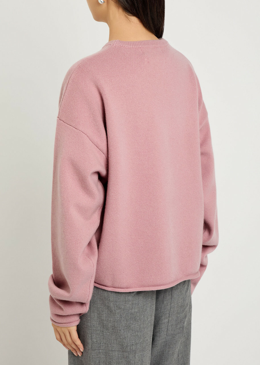 Extreme Cashmere N°426 Comfy Roll-trimmed Cashmere-blend Jumper - Pink - One Size