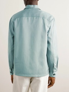 Brioni - Camp-Collar Silk and Linen-Blend Twill Overshirt - Blue