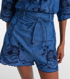Zimmermann Aster embroidered denim shorts