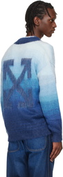 Off-White Navy Mohair Arrow Gradient Knit Cardigan