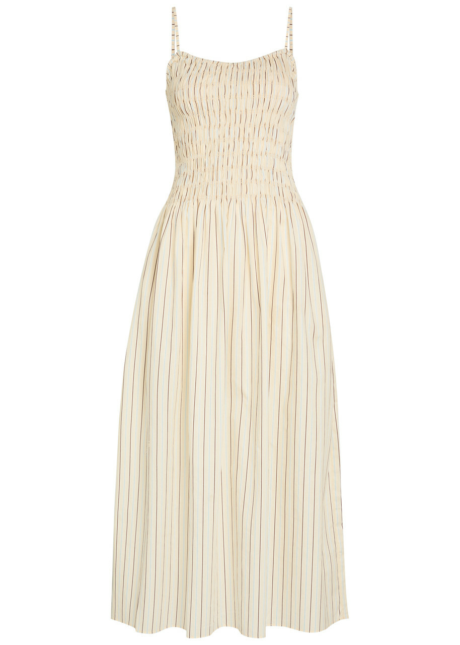 Faithfull The Brand Araceli Striped Cotton Maxi Dress Yellow