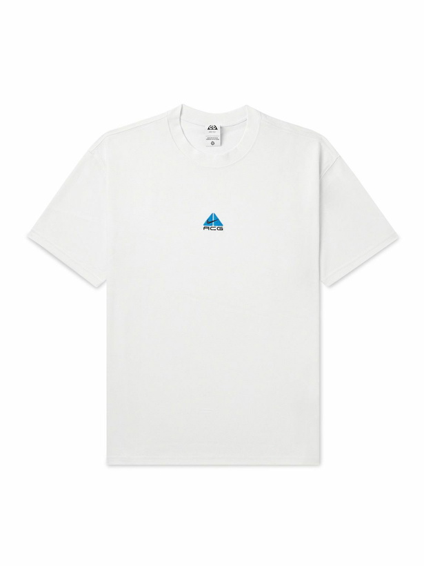 Photo: Nike - ACG Logo-Embroidered Recyled-Jersey T-Shirt - White