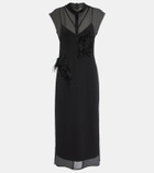 Xu Zhi Feather-trimmed midi dress