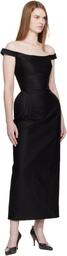 Magda Butrym Black Off-Shoulder Hip Pad Maxi Dress