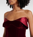 Mugler Satin-trimmed velvet minidress